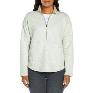 Eddie Bauer Women's Grey Quilted Half-Zip Pullover Medium